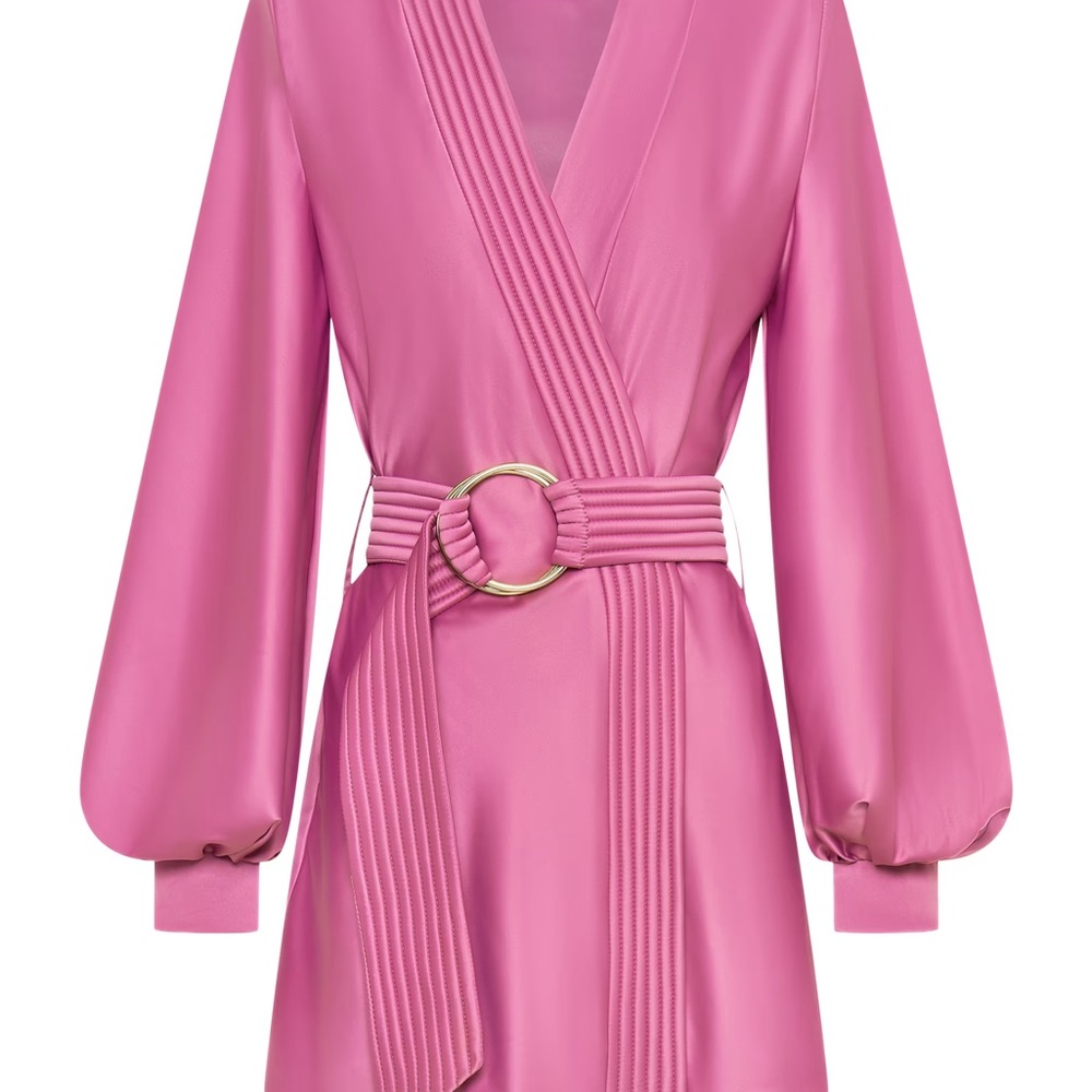 Zhivago Pink Satin Wrap Dress with Belt